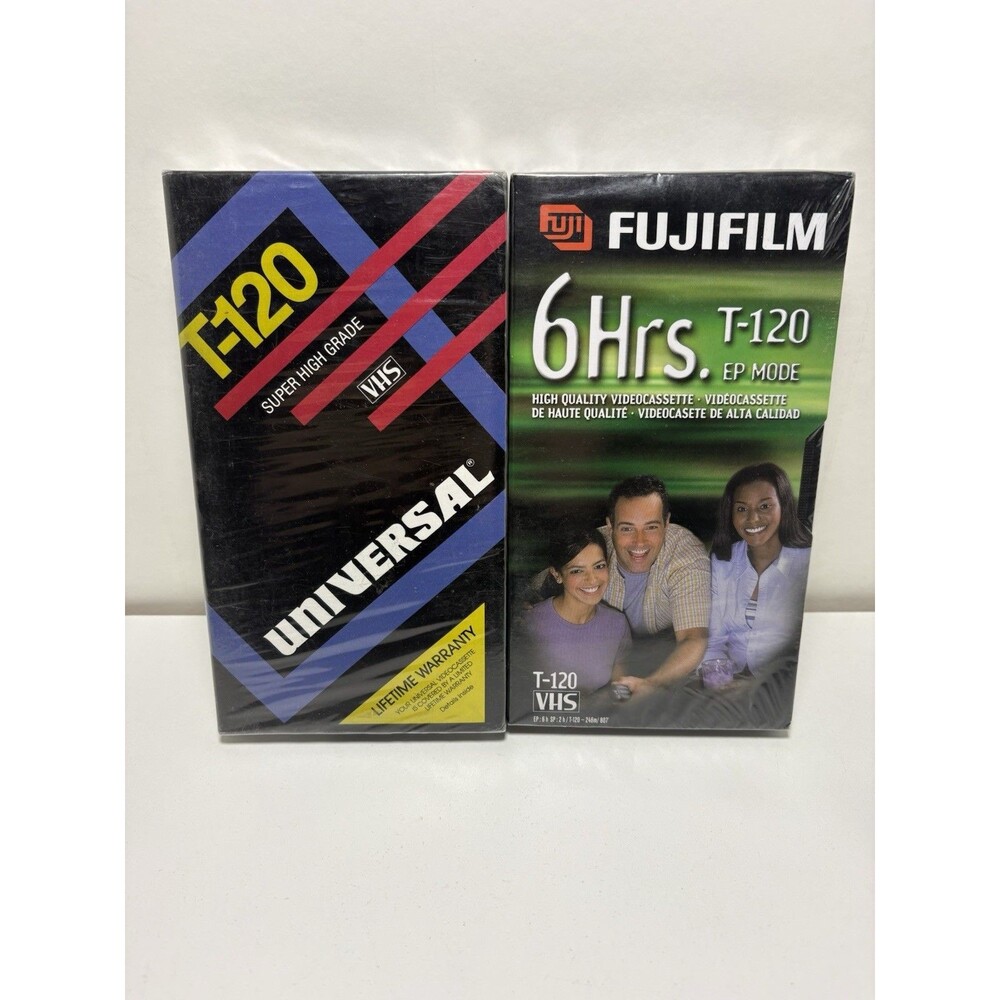 Lot of 2 New Sealed 6 Hr EP Fuji Fujifilm/Universal T-120 VHS Blank VHS Tapes